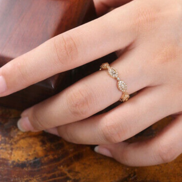 18k Yellow Gold Plated Ring White Sapphire - Picture 8 of 13